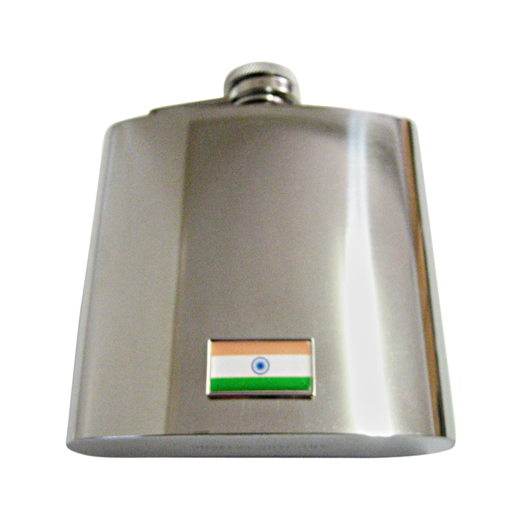 Thin Bordered India Flag 6oz Flask - image 1